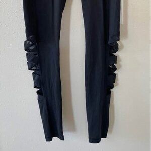 Victoria's Secret Medium Long Black Knockout Tights Leggings Cutout Leg